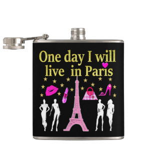 ONE DAY I WILL LIVE IN PARIS HIP FLASK