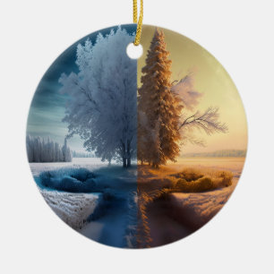 One day in winter ceramic ornament