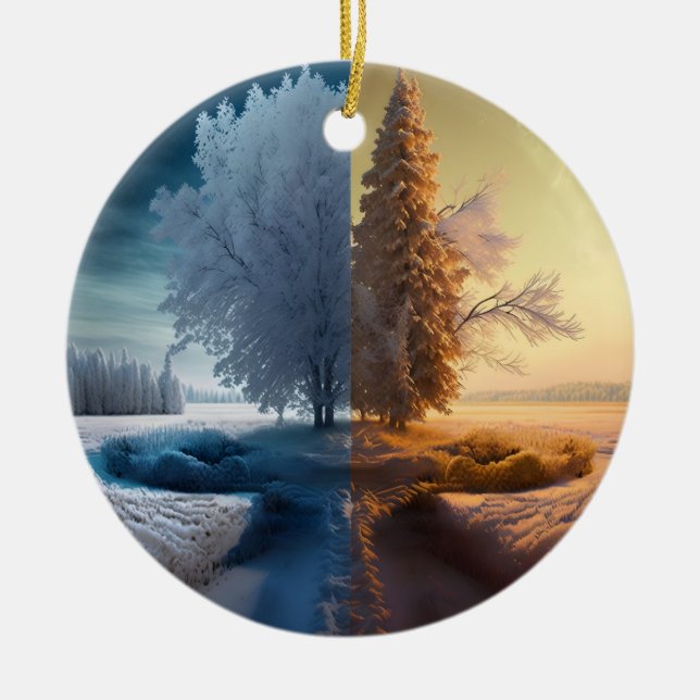 One day in winter ceramic ornament (Front)
