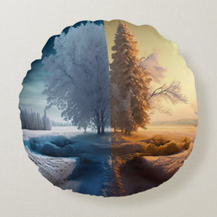 One day in winter round cushion