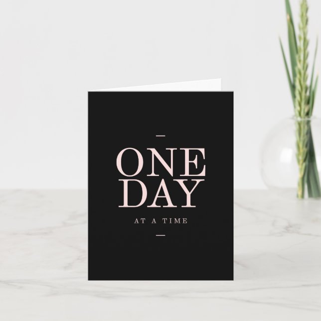 One Day - Motivational Quote Black Pink Goals Card (Front)