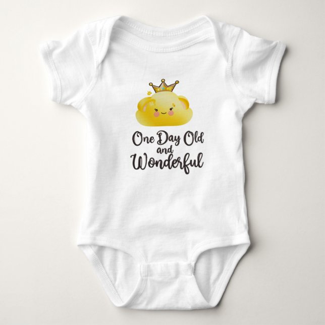One Day Old & Wonderful! Baby Bodysuit (Front)