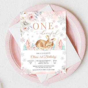 ONE Deerful Winter Birthday Invitation
