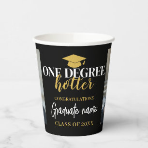 One Degree Hotter - Black Gold Graduation 2 Photos Paper Cups