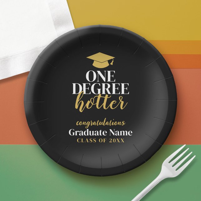 One Degree Hotter - Black Gold - Graduation Paper Plate (Custom Graduation Paper Plate)