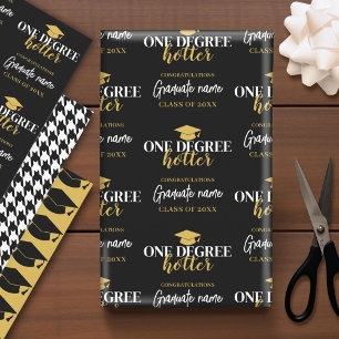 One Degree Hotter - Black Gold Graduation Wrapping Paper Sheet