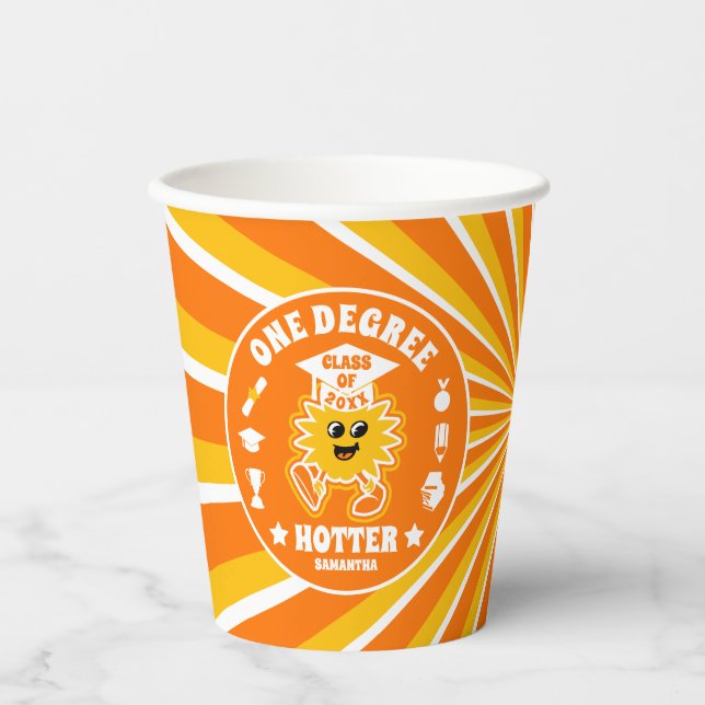 One Degree Hotter Retro Graduation Party  Paper Cups (Front)