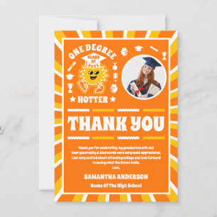 One Degree Hotter Retro Photo Graduation Thank You Card