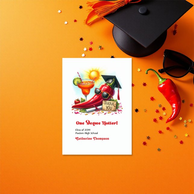 One Degree Hotter Spicy Graduation Photo Thank You Card (One Degree Hotter Spicy Graduation Photo Thank You Card)