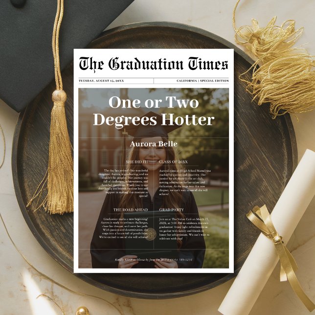 One Degrees Hotter 2025 Graduation Newspaper Photo Invitation (Creator Uploaded)