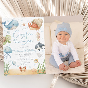 One-der The Sea 1st Birthday Under The Sea Photo Invitation