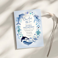 One-der the Sea Blue Ocean Animals First Birthday