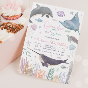 One-der the Sea Dolphin Sea Life 1st Birthday Invitation