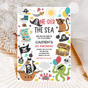 One-der The Sea Pirate Ship 1st Birthday Invitation