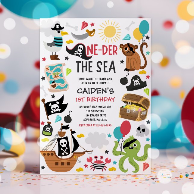 One-der The Sea Pirate Ship 1st Birthday Party Invitation (Creator Uploaded)