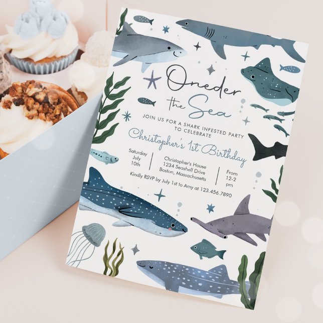 One-der the Sea Shark 1st Birthday Party  Invitation (Creator Uploaded)