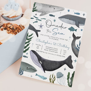 One-der the Sea Whale 1st Birthday Party  Invitation