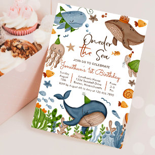 One-der the Sea Whale Shark Sea Life 1st Birthday Invitation