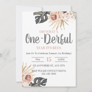 One-Derful 1st Birthday Invitation