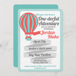 One-derful Adventure Hot Air Balloon Invitation