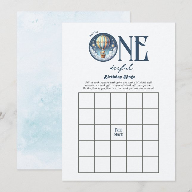 One-derful Birthday Bingo Game Invitation (Front/Back)