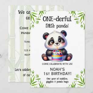 ONE-derful Cute Panda 1st Birthday Invitation