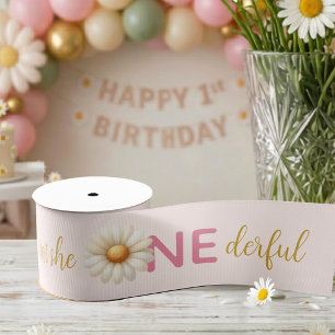 One-derful Daisy First Birthday Girl Grosgrain Ribbon