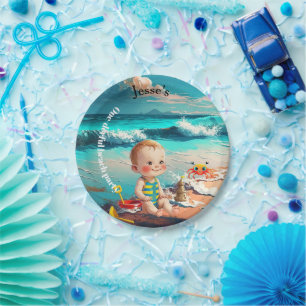 One-derful, first birthday paper plate