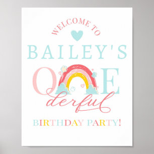 ONE derful, First birthday, Rainbow, ONE, Rainbow Poster