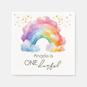 One derful Rainbow Kids Birthday  Napkin