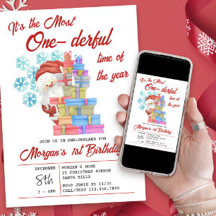 One-derful Time of Year Christmas 1st Birthday Invitation