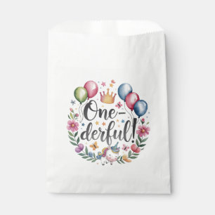 One-derful Watercolor Unicorn Birthday Favour Bag