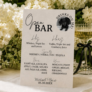 One Dog Photo Signature Drinks Open Bar Menu Pedestal Sign