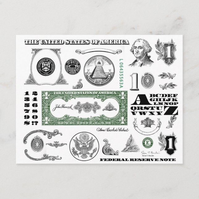 One Dollar Bill Pattern Enclosure Card (Front)