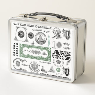 One Dollar Bill Pattern Metal Lunch Box