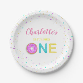 ONE doughnut birthday Paper Plate