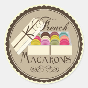 One Dozen French Macarons In A Gift Box Classic Round Sticker