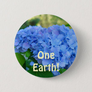 One Earth! buttons Blue Hydrangea Flowers button