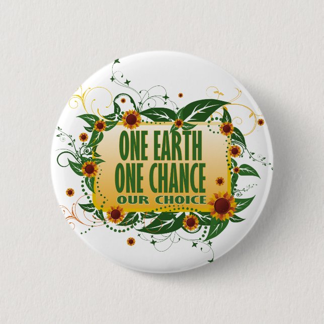 One Earth One Chance 6 Cm Round Badge (Front)