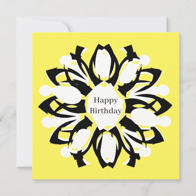 One Element Floral Pattern Birthday Card  (Front)