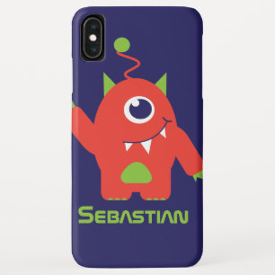 One eyed alien kids custom name orange blue iPhone XS max case