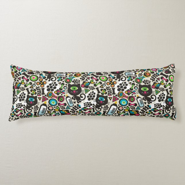 One Eyed Black Cat Body Cushion (Front)