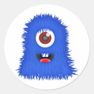 One eyed blue monster classic round sticker
