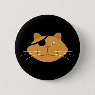 One eyed cat 6 cm round badge