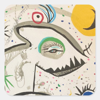 ONE EYED MONSTER SQUARE STICKER