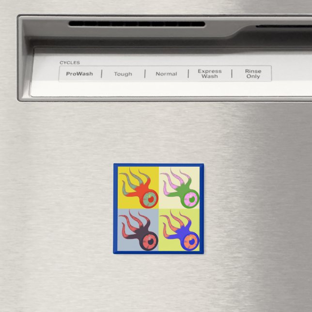 One Eyed Squids Retro Pop Art Magnet (In Situ (Dishwasher))