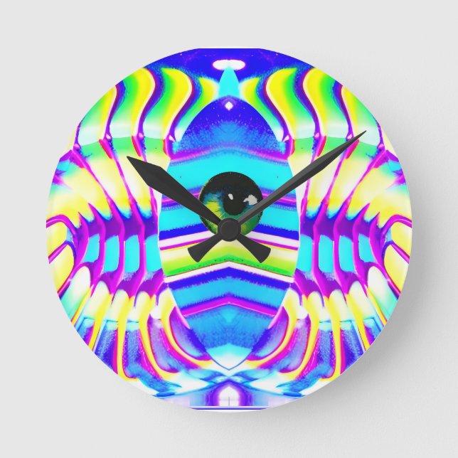 One-Eyed Star Beast Ken Gauge Psychedelic Art Round Clock (Front)
