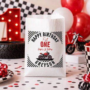One Fast Race Motorcycle Boy 1st Birthday Party Favour Bag