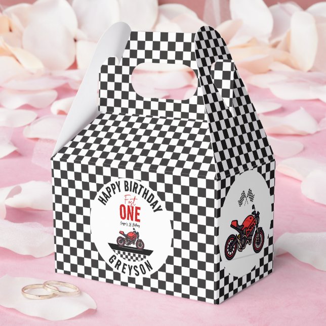 One Fast Race Motorcycle Boy 1st Birthday Party Favour Box (Wedding)