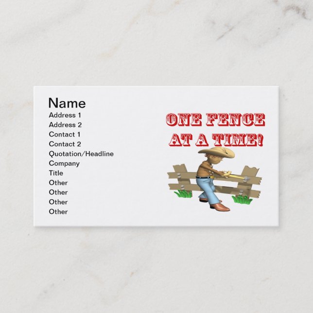 One Fence At A Time Business Card (Front)